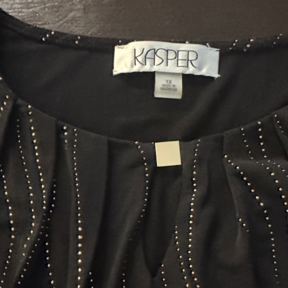 Kasper Black Top with gold Studded Accents